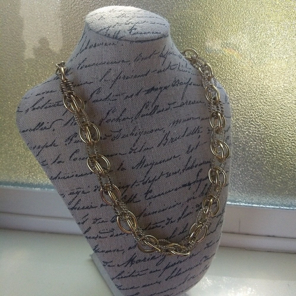 Mixed gold tone chain necklace